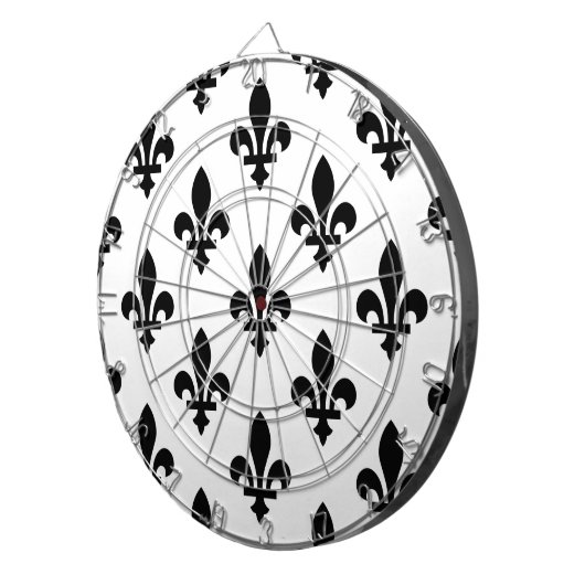 Fleur de Lis Patroon, Koninklijk Frans, Zwart op W Dartbord (Voorkant Rechts)