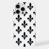 Fleur de Lis Patroon, Koninklijk Frans, Zwart op W iPhone Hoesje (Achterkant)