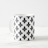 Fleur de Lis Patroon, Koninklijk Frans, Zwart op W Koffiemok (Voorkant links)