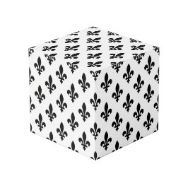 Fleur de Lis Patroon, Koninklijk Frans, Zwart op W Kubus