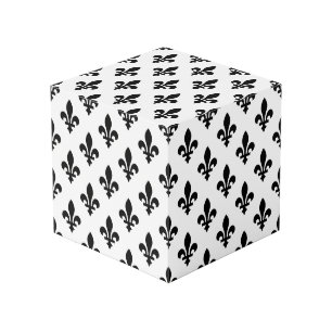 Fleur de Lis Patroon, Koninklijk Frans, Zwart op W Kubus