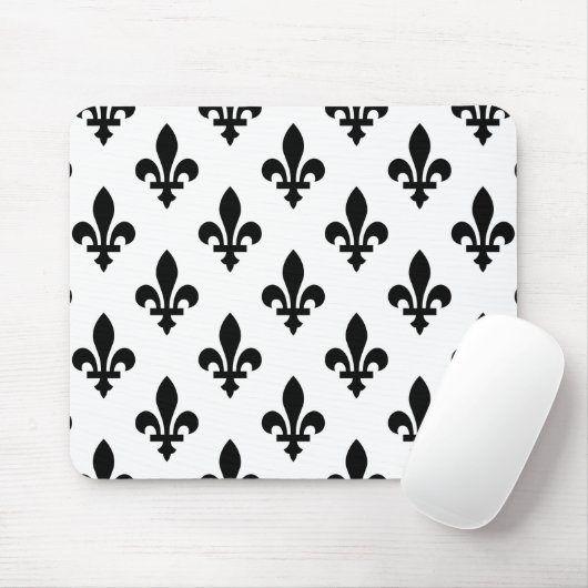 Fleur de Lis Patroon, Koninklijk Frans, Zwart op W Muismat (Met muis)