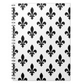 Fleur de Lis Patroon, Koninklijk Frans, Zwart op W Notitieboek (Voorkant)