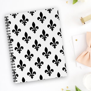 Fleur de Lis Patroon, Koninklijk Frans, Zwart op W Notitieboek