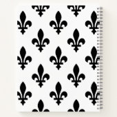 Fleur de Lis Patroon, Koninklijk Frans, Zwart op W Notitieboek (Achterkant)