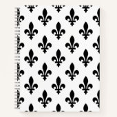 Fleur de Lis Patroon, Koninklijk Frans, Zwart op W Notitieboek (Voorkant)