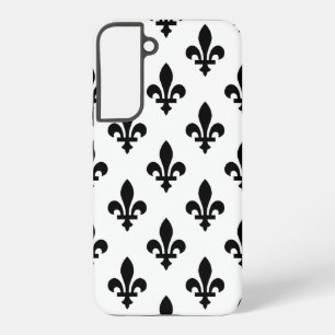 Fleur de Lis Patroon, Koninklijk Frans, Zwart op W Samsung Galaxy Hoesje
