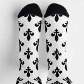 Fleur de Lis Patroon, Koninklijk Frans, Zwart op W Sokken (Top)