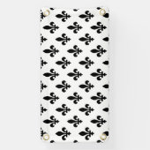 Fleur de Lis Patroon, Koninklijk Frans, Zwart op W Spandoek (Verticaal)