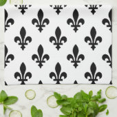 Fleur de Lis Patroon, Koninklijk Frans, Zwart op W Theedoek (Gevouwen)