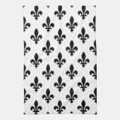 Fleur de Lis Patroon, Koninklijk Frans, Zwart op W Theedoek (Verticaal)
