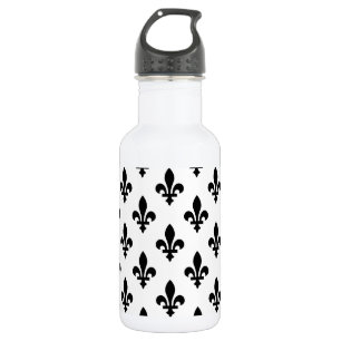 Fleur de Lis Patroon, Koninklijk Frans, Zwart op W Waterfles