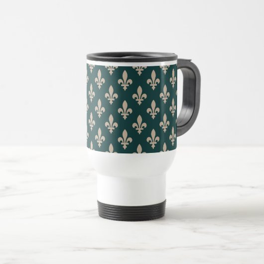 Fleur de Lis-patroon, Koninklijke Franse Crème op  Reisbeker (Voorkant rechts)