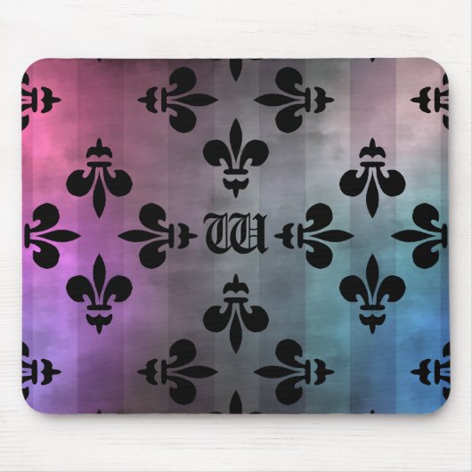  Fleur de lis patroon monogram Muismat (Voorkant)
