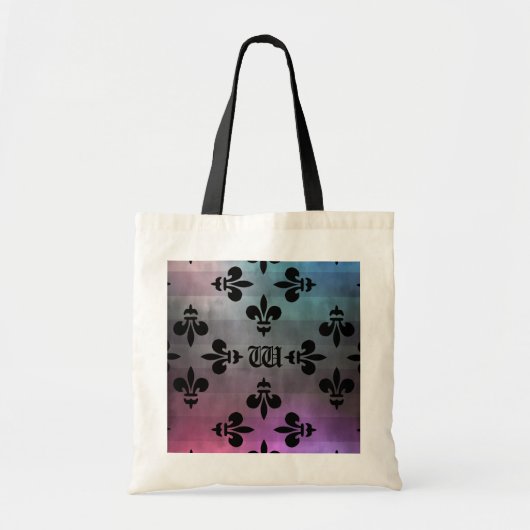  Fleur de lis patroon monogram Tote Bag (Voorkant)