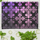 Fleur de lis patroon roze paarse zwart theedoek (Gevouwen)