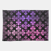 Fleur de lis patroon roze paarse zwart theedoek (Horizontaal)