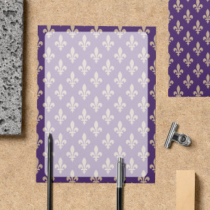 Fleur de Lis Pattern, Frans, Royal, Crème, Paarse
