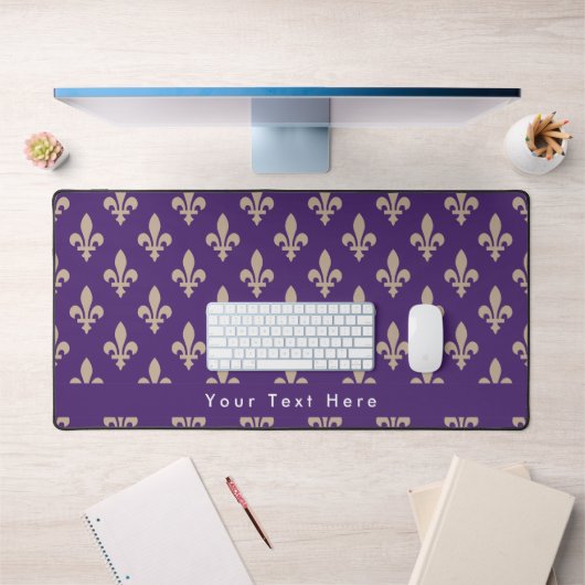 Fleur de Lis Pattern, Frans, Royal, Crème, Paarse Bureaumat (Kantoor 1)
