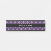 Fleur de Lis Pattern, Frans, Royal, Crème, Paarse Deurbordje (Voorkant)