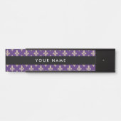 Fleur de Lis Pattern, Frans, Royal, Crème, Paarse Deurbordje (Voorkant)