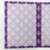 Fleur de Lis Pattern, Frans, Royal, Crème, Paarse Drieluik Kaart (Binnenzijde eerst)