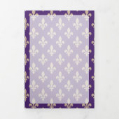 Fleur de Lis Pattern, Frans, Royal, Crème, Paarse Drieluik Kaart (Cover)
