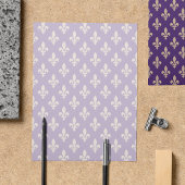Fleur de Lis Pattern, Frans, Royal, Crème, Paarse Flyer