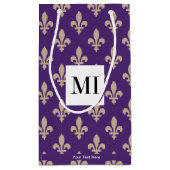 Fleur de Lis Pattern, Frans, Royal, Crème, Paarse Klein Cadeauzakje (Achterkant)