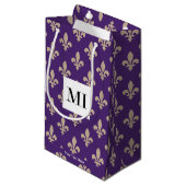 Fleur de Lis Pattern, Frans, Royal, Crème, Paarse Klein Cadeauzakje (Voorkant Gekanteld)
