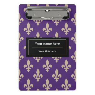 Fleur de Lis Pattern, Frans, Royal, Crème, Paarse Mini Klembord