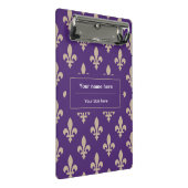 Fleur de Lis Pattern, Frans, Royal, Crème, Paarse Mini Klembord (Schuin)