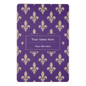 Fleur de Lis Pattern, Frans, Royal, Crème, Paarse Mini Klembord (Achterkant)