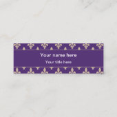 Fleur de Lis Pattern, Frans, Royal, Crème, Paarse Mini Visitekaartje (Achterkant)