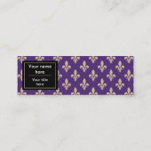 Fleur de Lis Pattern, Frans, Royal, Crème, Paarse Mini Visitekaartje (Achterkant)