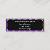 Fleur de Lis Pattern, Frans, Royal, Crème, Paarse Mini Visitekaartje (Voorkant)