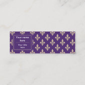 Fleur de Lis Pattern, Frans, Royal, Crème, Paarse Mini Visitekaartje (Achterkant)