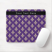 Fleur de Lis Pattern, Frans, Royal, Crème, Paarse Muismat (Met muis)