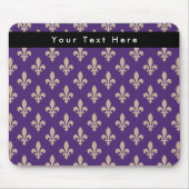 Fleur de Lis Pattern, Frans, Royal, Crème, Paarse Muismat (Voorkant)