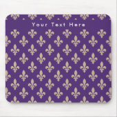 Fleur de Lis Pattern, Frans, Royal, Crème, Paarse Muismat (Voorkant)