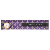 Fleur de Lis Pattern, Frans, Royal, Crème, Paarse Naambordje (Voorkant)
