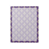 Fleur de Lis Pattern, Frans, Royal, Crème, Paarse Notitieblok (Linkerzijde)