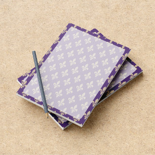 Fleur de Lis Pattern, Frans, Royal, Crème, Paarse Notitieblok