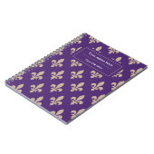 Fleur de Lis Pattern, Frans, Royal, Crème, Paarse Notitieboek (Linkerzijde)