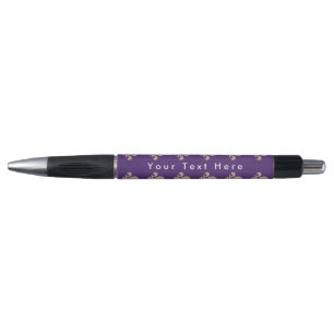 Fleur de Lis Pattern, Frans, Royal, Crème, Paarse Pen
