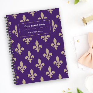 Fleur de Lis Pattern, Frans, Royal, Crème, Paarse Planner