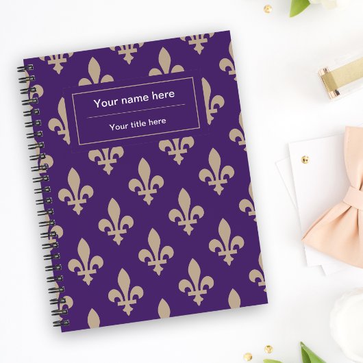 Fleur de Lis Pattern, Frans, Royal, Crème, Paarse Planner