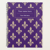 Fleur de Lis Pattern, Frans, Royal, Crème, Paarse Planner (Voorkant)