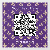 Fleur de Lis Pattern, Frans, Royal, Crème, Paarse Raamsticker (Vel)