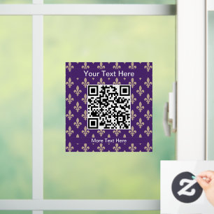 Fleur de Lis Pattern, Frans, Royal, Crème, Paarse Raamsticker